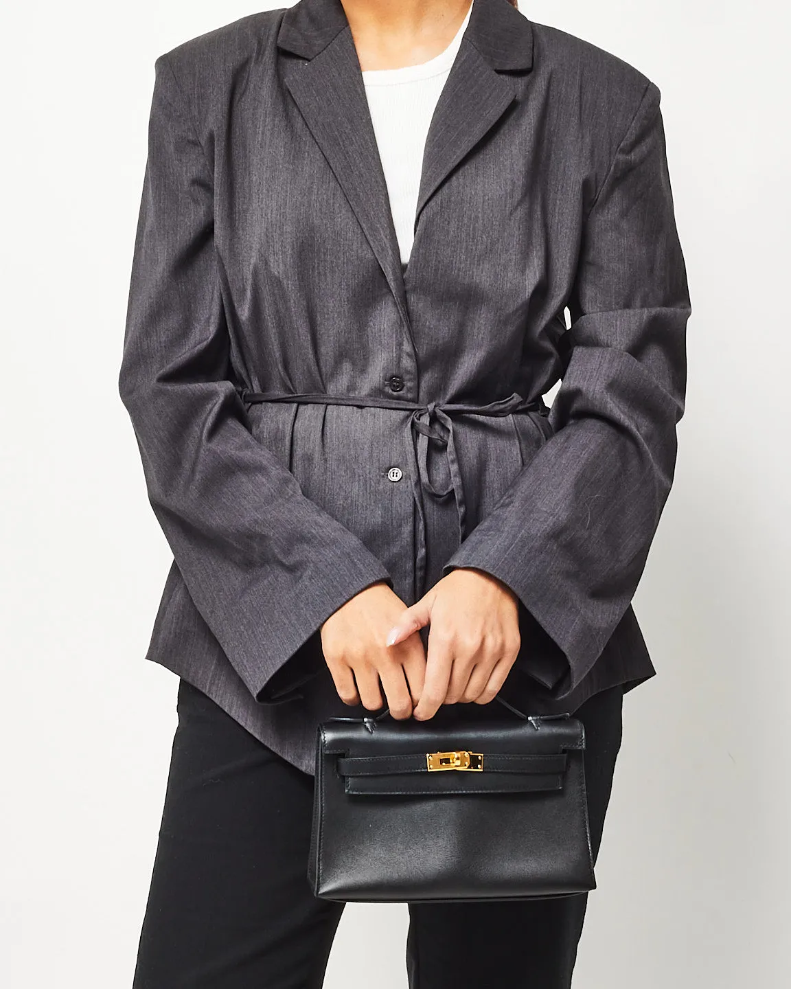 Hermès Black Swift Leather Kelly Pochette GHW