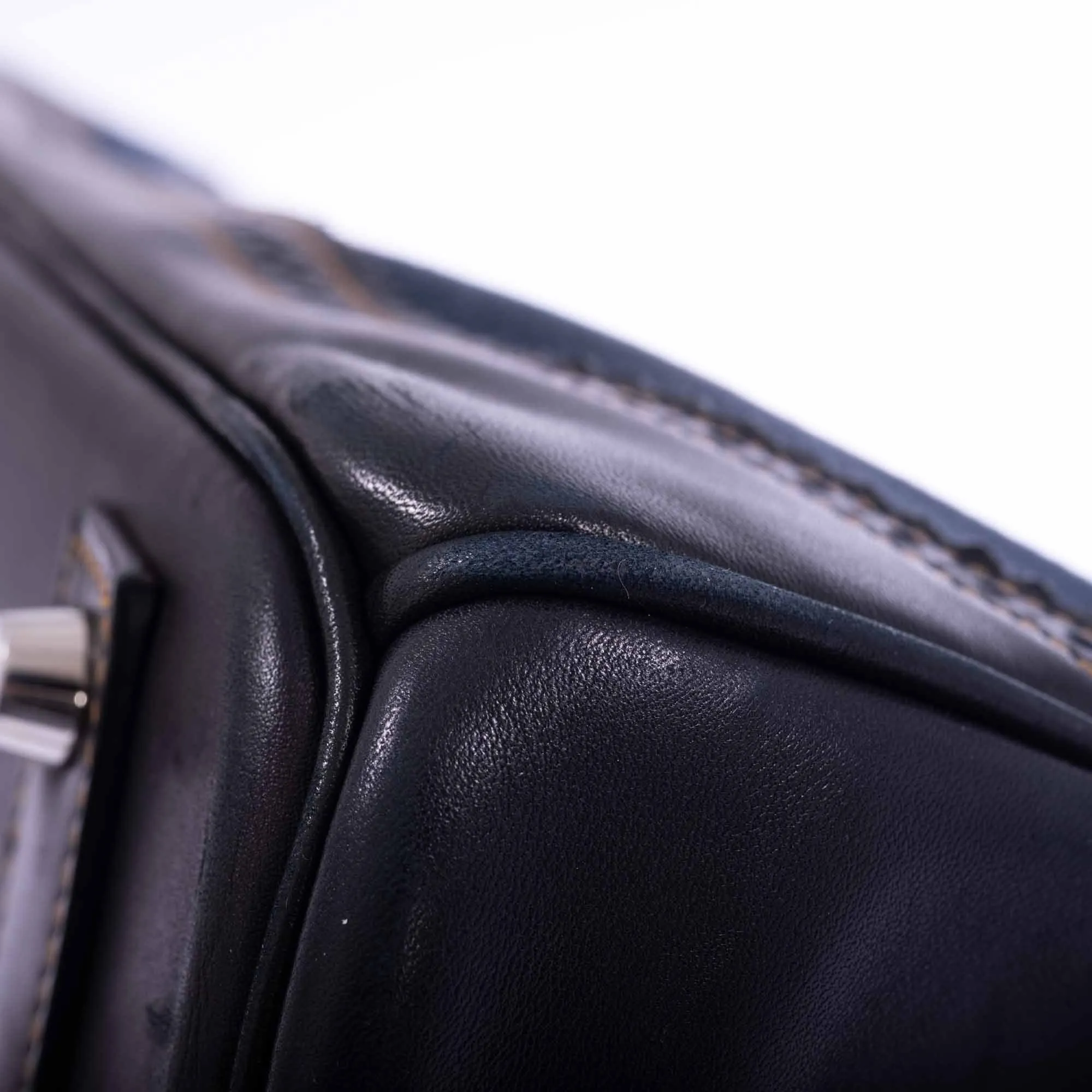 Hermès Ghillies Birkin 40 Indigo Denim and Black Tadelakt Brushed Palladium Hardware