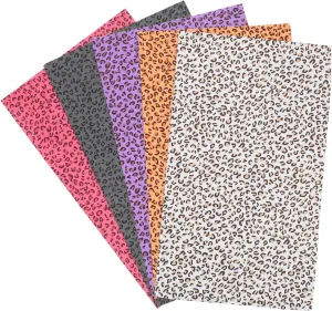 HOMSFOU 5 Sheets Delicate Faux Leather DIY Leopard Pattern for Handcraft Accessories Handbags More Lightweight Breathable Durable Craft Material