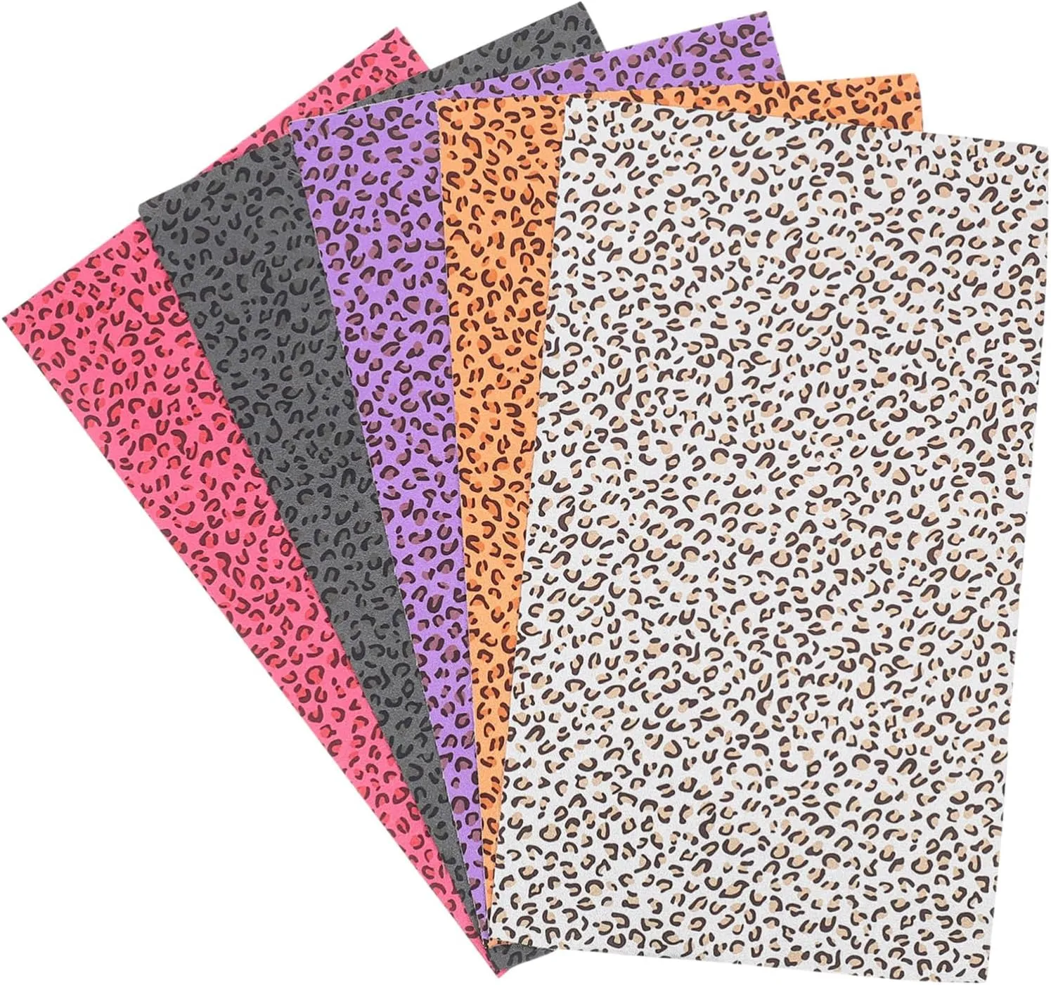 HOMSFOU 5 Sheets Delicate Faux Leather DIY Leopard Pattern for Handcraft Accessories Handbags More Lightweight Breathable Durable Craft Material