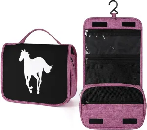 Horse-White Pony Makeup Bag Travel Toiletry Bag Waterproof Cosmetic Bag with Portable Hook Handbag, style, 20240328