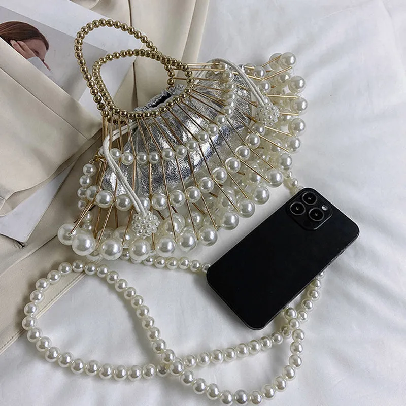 hulianfu Casual Patchwork Pearl Bags
