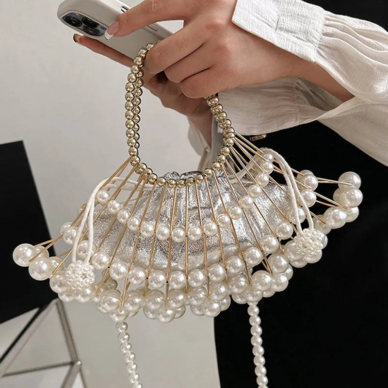 hulianfu Casual Patchwork Pearl Bags