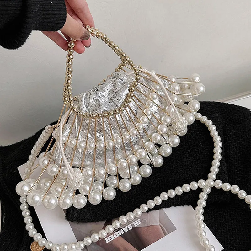 hulianfu Casual Patchwork Pearl Bags
