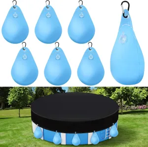 Hungdao 6 Pack Pool Cover Weights with Hooks PVC Leakproof Pool Cover Hanging Bags Winter Swimming Pool Water Bags for Above Ground Pool Cover, 13.5 x 9 Inches