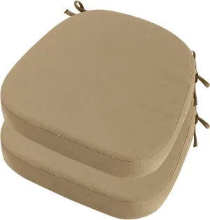 idee-home Outdoor Chair Cushions Set of 2, 17" x 17" x 3" Thick Patio Furniture Outdoor Seat Cushions Waterproof with Ties, Dining Pads