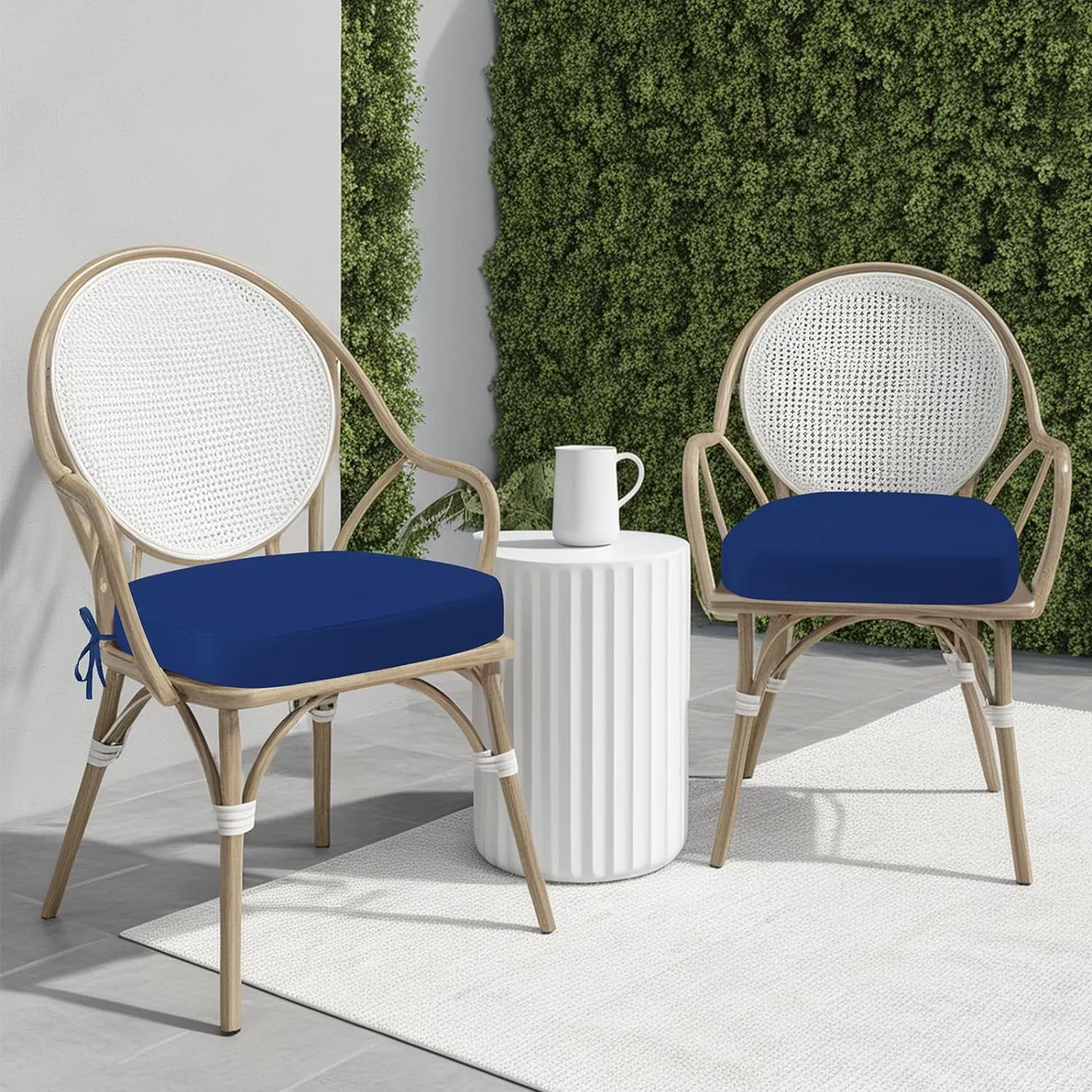 idee-home Outdoor Chair Cushions Set of 2, 17" x 17" x 3" Thick Patio Furniture Outdoor Seat Cushions Waterproof with Ties, Dining Pads