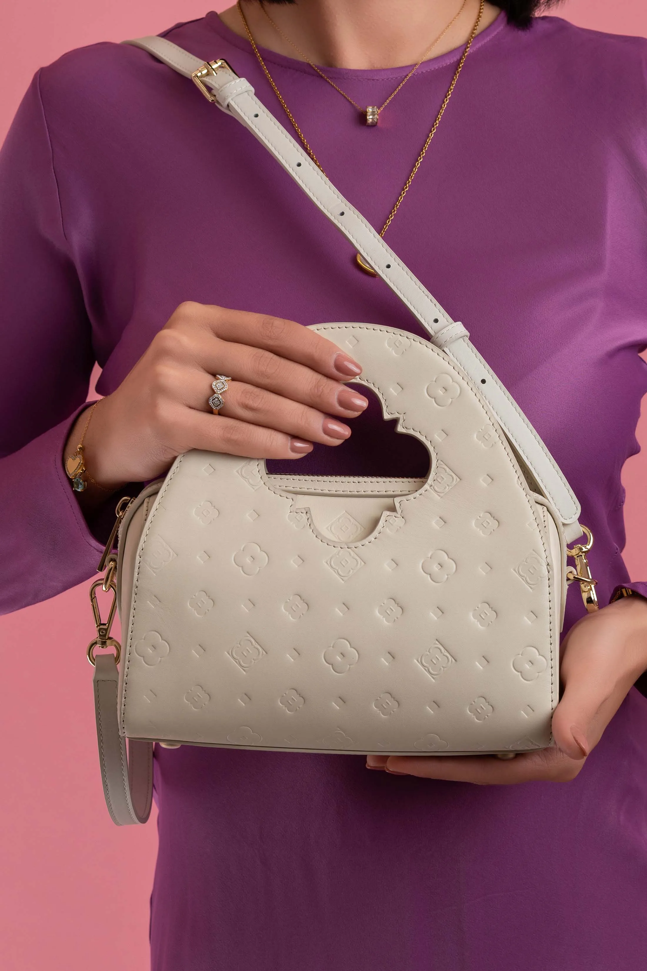 Ġiġi's Embossed Leather White Bag