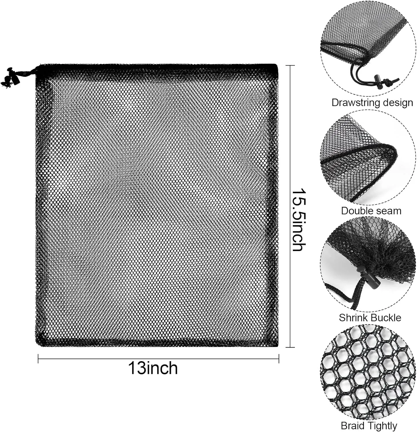 iMucci 13"X15.5" 24Pcs Mesh Laundry Drawstring Bag Nylon Drawstring Gym Bag with Cord Lock Closure