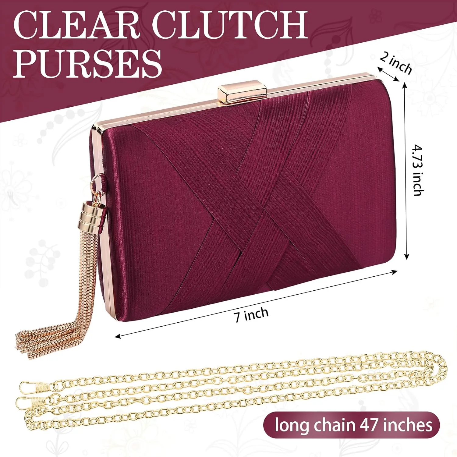 Jadive 3 Pcs Clutch Purses for Women Handbag Evening Purses Bag for Wedding Vintage Banquet Handbag Earrings Necklace Set