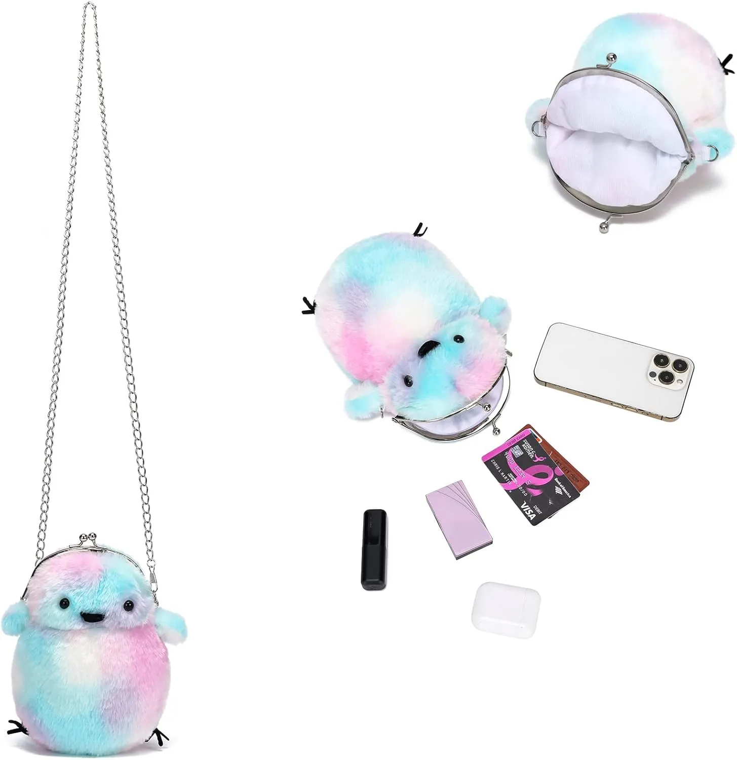 JHVYF Women Cute Plush Crossbody Bag Chic Small Shoulder Purse Cell Phone Wallet For Girls