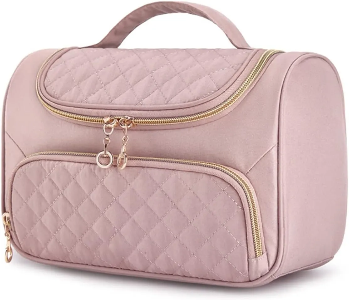 JSEIAJB Large Capacity Travel Makeup bag,Cosmetic bag Make Up Organizer Case, Flap Wide Pouch for Toiletries(D)