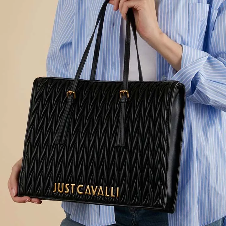 JUST CAVALLI SEQUINED BLACK BAG