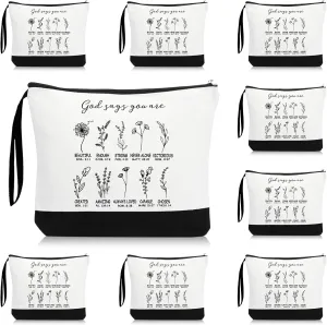 Kacctyen 20 Pcs Christian Gifts Bulk Religious Cosmetic Bags Bible Bags for Women Inspirational Floral Makeup Bag God Say You Are with Zipper for Mother's Day Gift Church Ladies