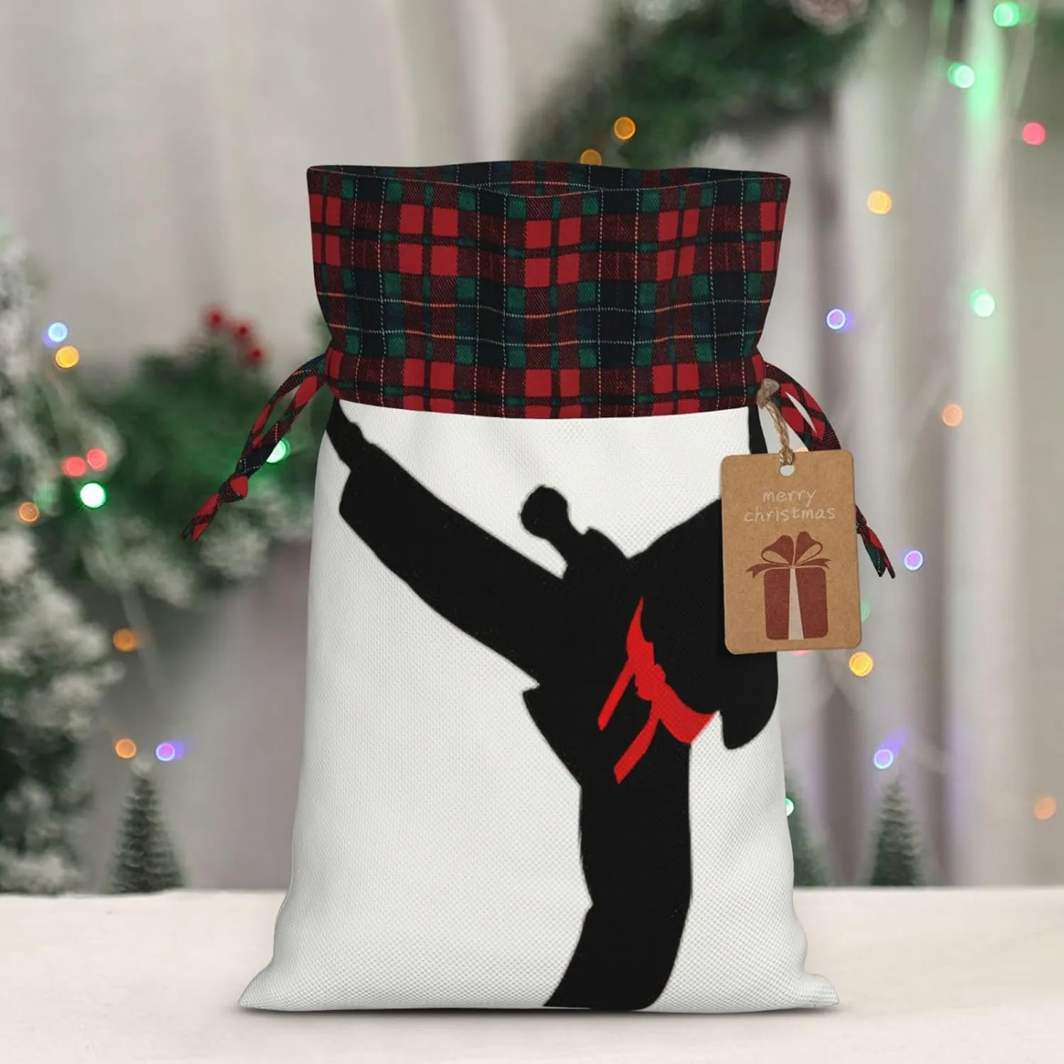 Karate Boy Vector Changeable Belt Color Print Christmas Gift Bags With Drawstrings For Holiday Gift Bags, Christmas Goody Bags