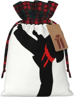 Karate Boy Vector Changeable Belt Color Print Christmas Gift Bags With Drawstrings For Holiday Gift Bags, Christmas Goody Bags