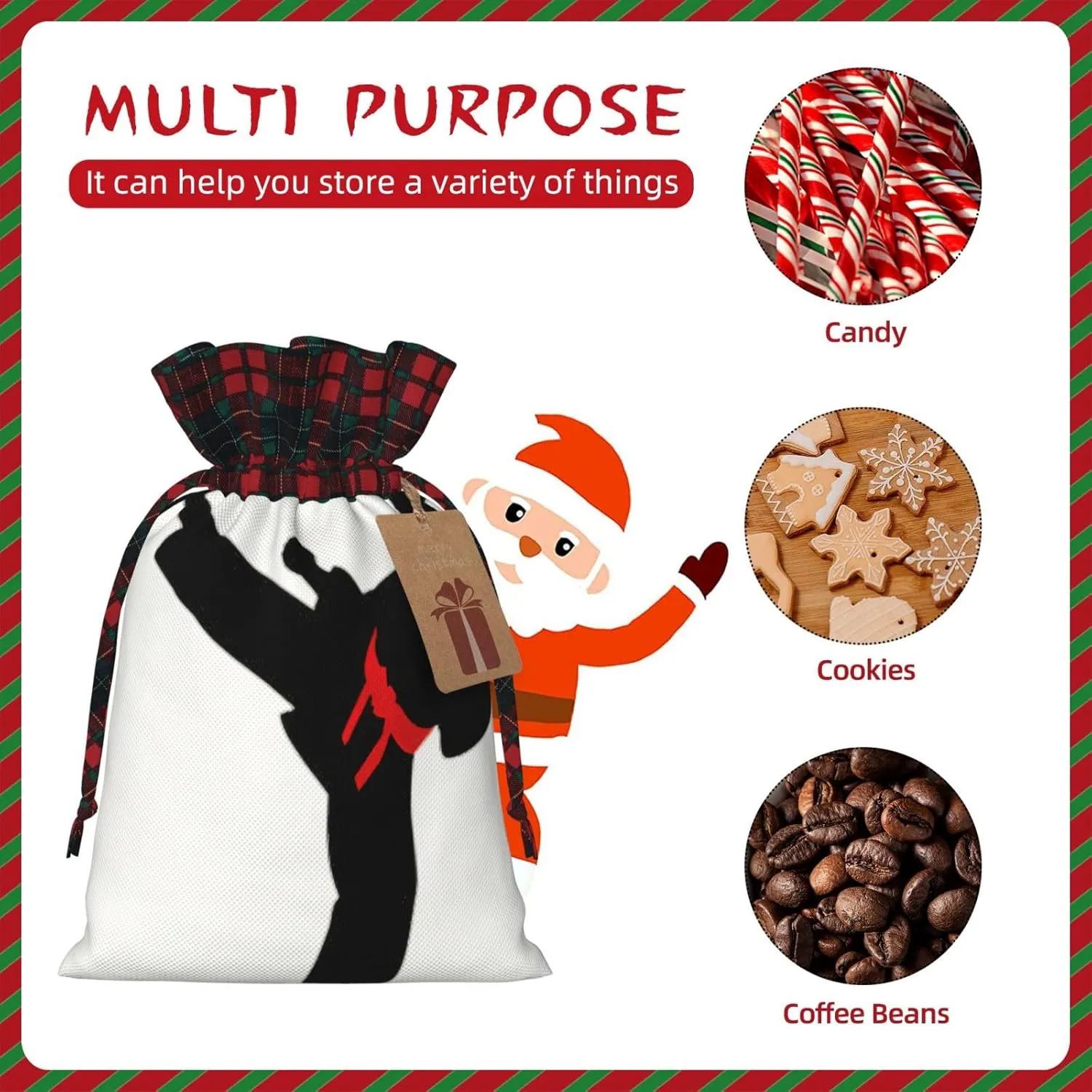Karate Boy Vector Changeable Belt Color Print Christmas Gift Bags With Drawstrings For Holiday Gift Bags, Christmas Goody Bags