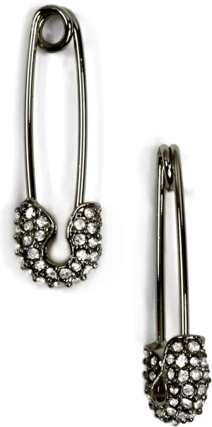 Karl Lagerfeld Paris Linear Safety Pin Earrings, Hematite Tone, One Pair