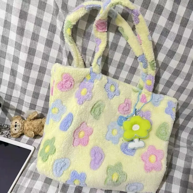 Kawaii Fluffy Soft Floral Handbag