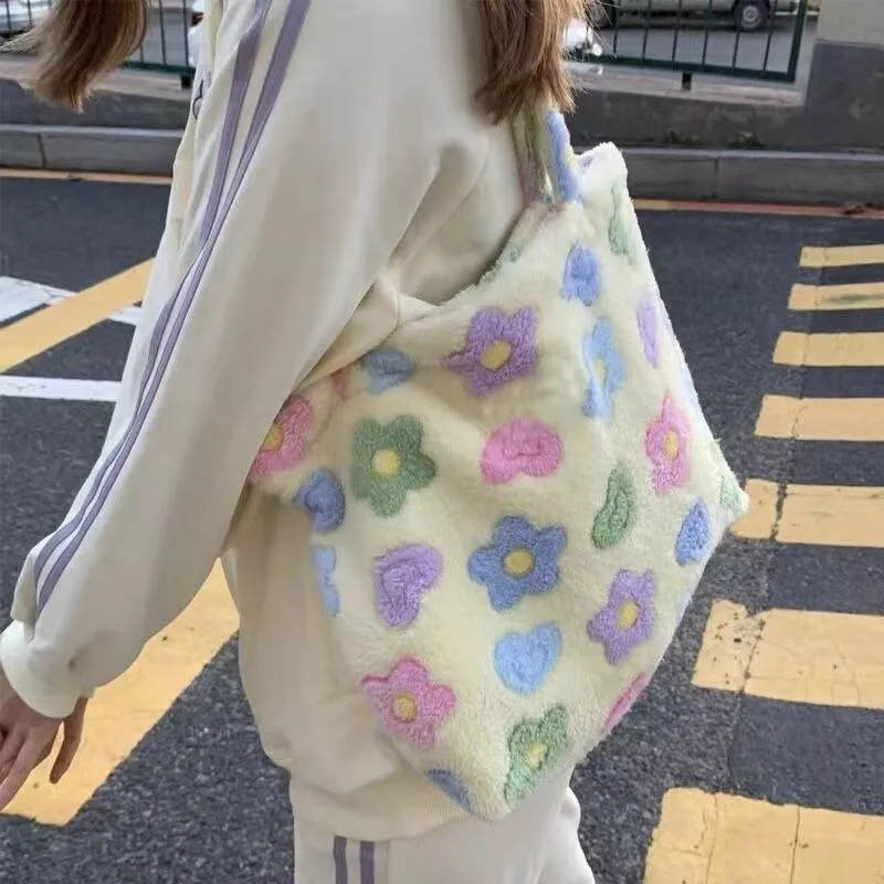 Kawaii Fluffy Soft Floral Handbag