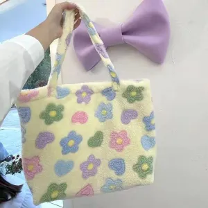 Kawaii Fluffy Soft Floral Handbag