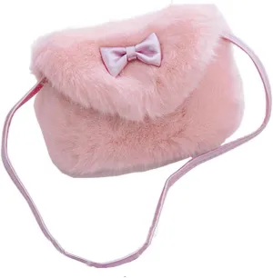 Kids Girls Toddlers Hairy Mini Shoulder Bags Messenger Bags Small Purse Cross Body Handbag for 1-5 Yrs