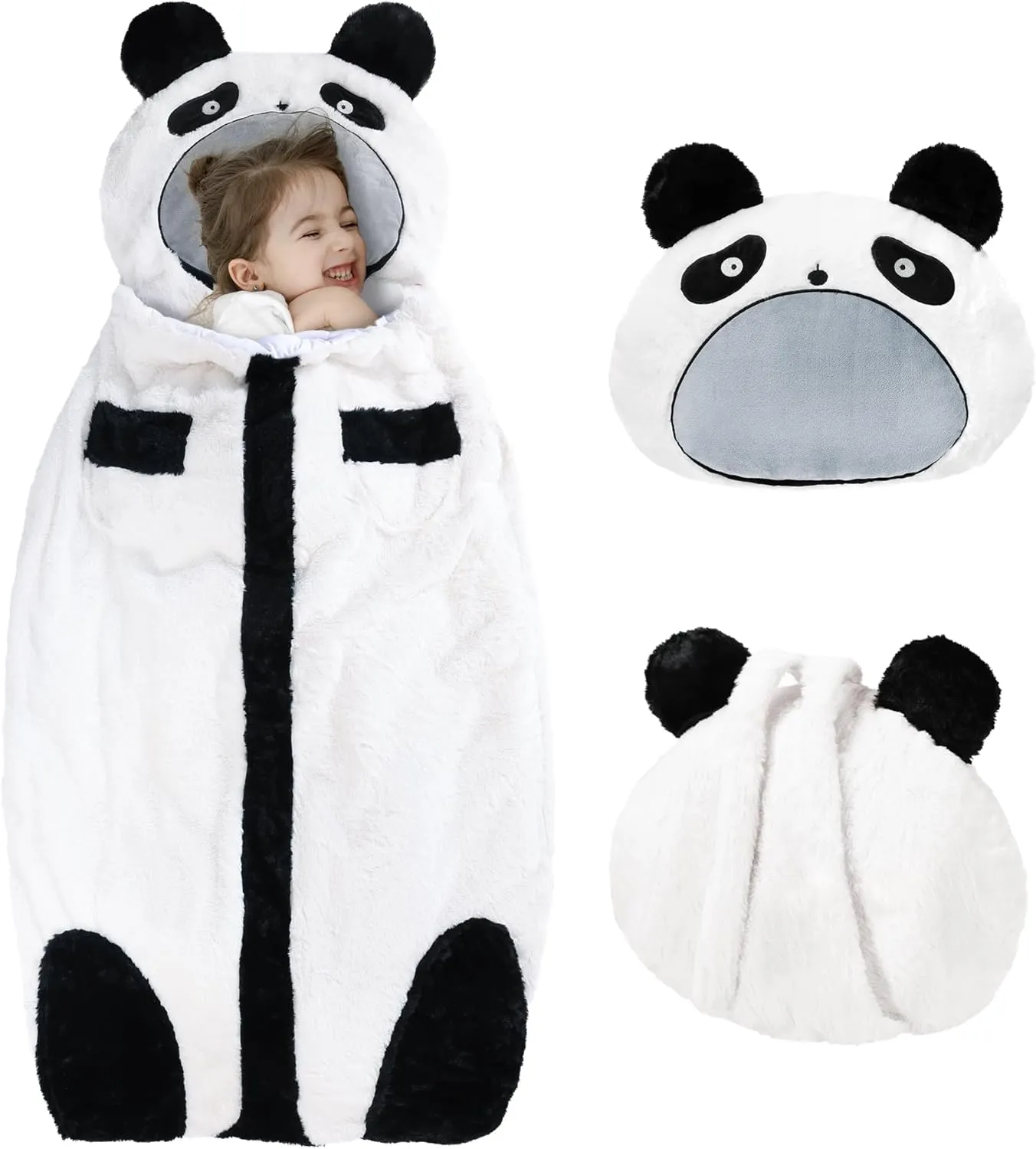 Kids Sleeping Bag, Plush Animal Slumber Bag, Toddler Nap Mat, 2 in 1 Slumber Bags with Pillow, Daycare Preschool Kindergarten Birthday Gift Travel Sleepover, for Boys and Girls Up to 140 cm