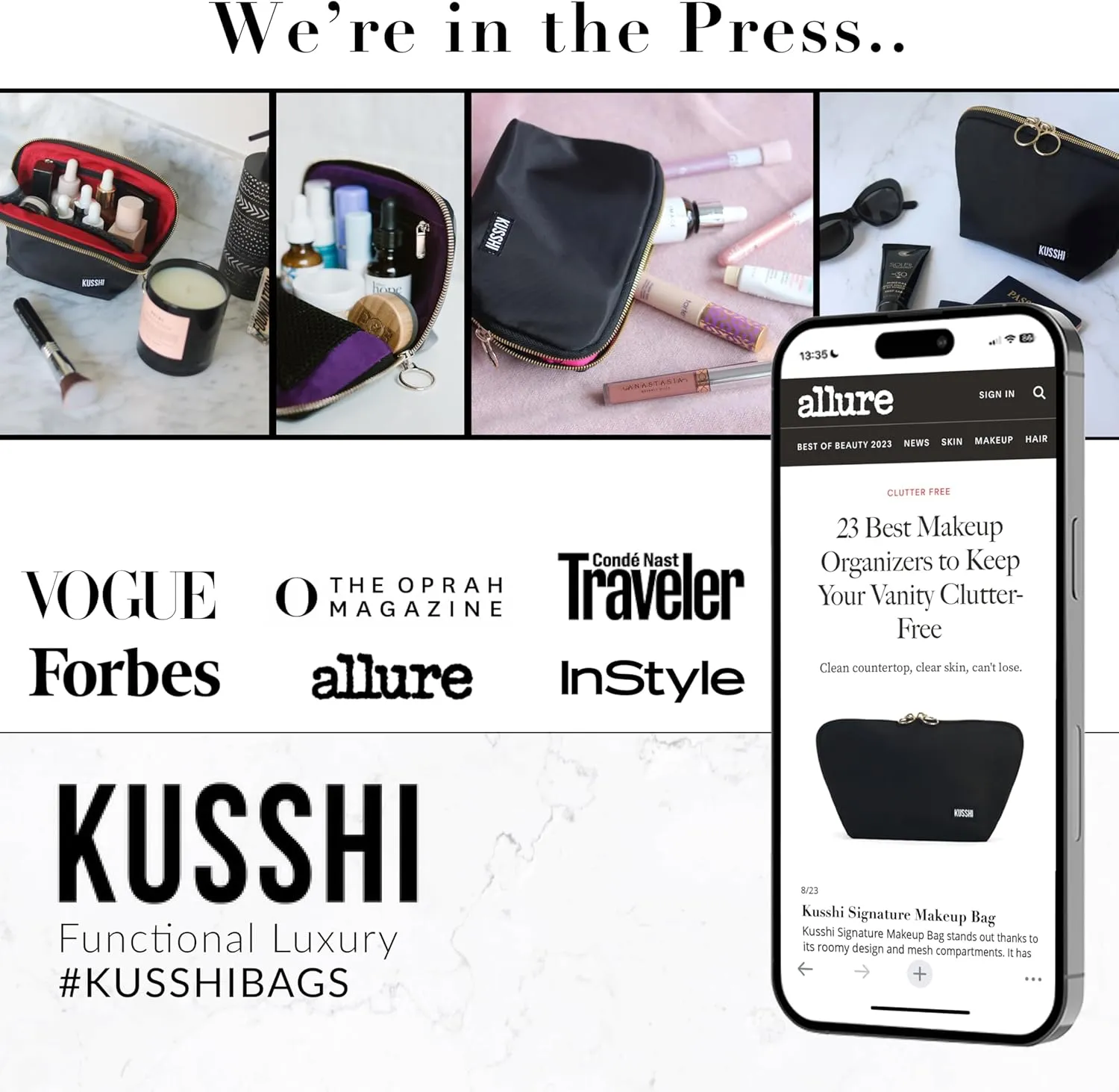 KUSSHI Neoprene Mini Makeup Pouch for Purse and Travel - Small Travel Pouch for Delicate Bottles and Beauty Items - For Foundations, Serums, Perfumes and More - Small Purse Pouch (Size XL, Pink)