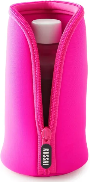 KUSSHI Neoprene Mini Makeup Pouch for Purse and Travel - Small Travel Pouch for Delicate Bottles and Beauty Items - For Foundations, Serums, Perfumes and More - Small Purse Pouch (Size XL, Pink)