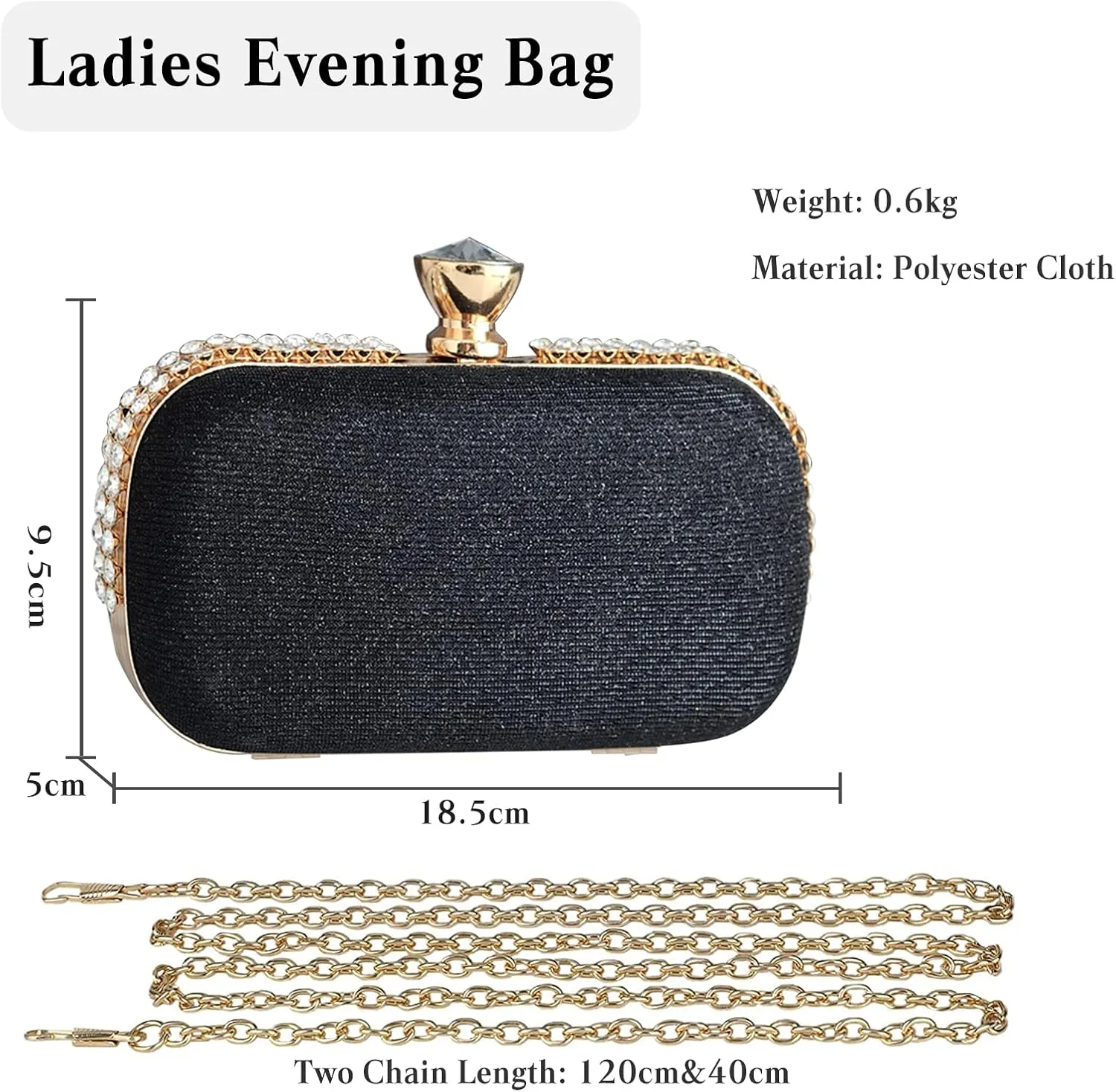 Ladies Clutch Bag Sparkly Rhinestone Evening Bag Women Charming Glittering Handbag