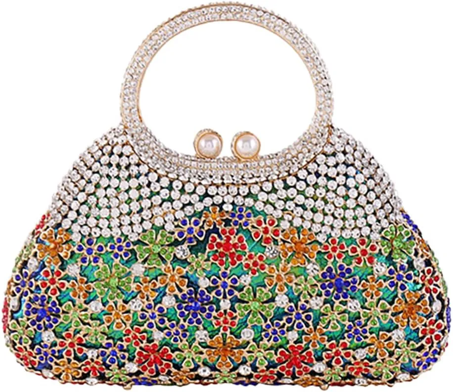 Ladies Elegant Formal Evening Bag Sparkly Clutch Glittering Rhinestone Crystal Handbag and Purse for Wedding Party