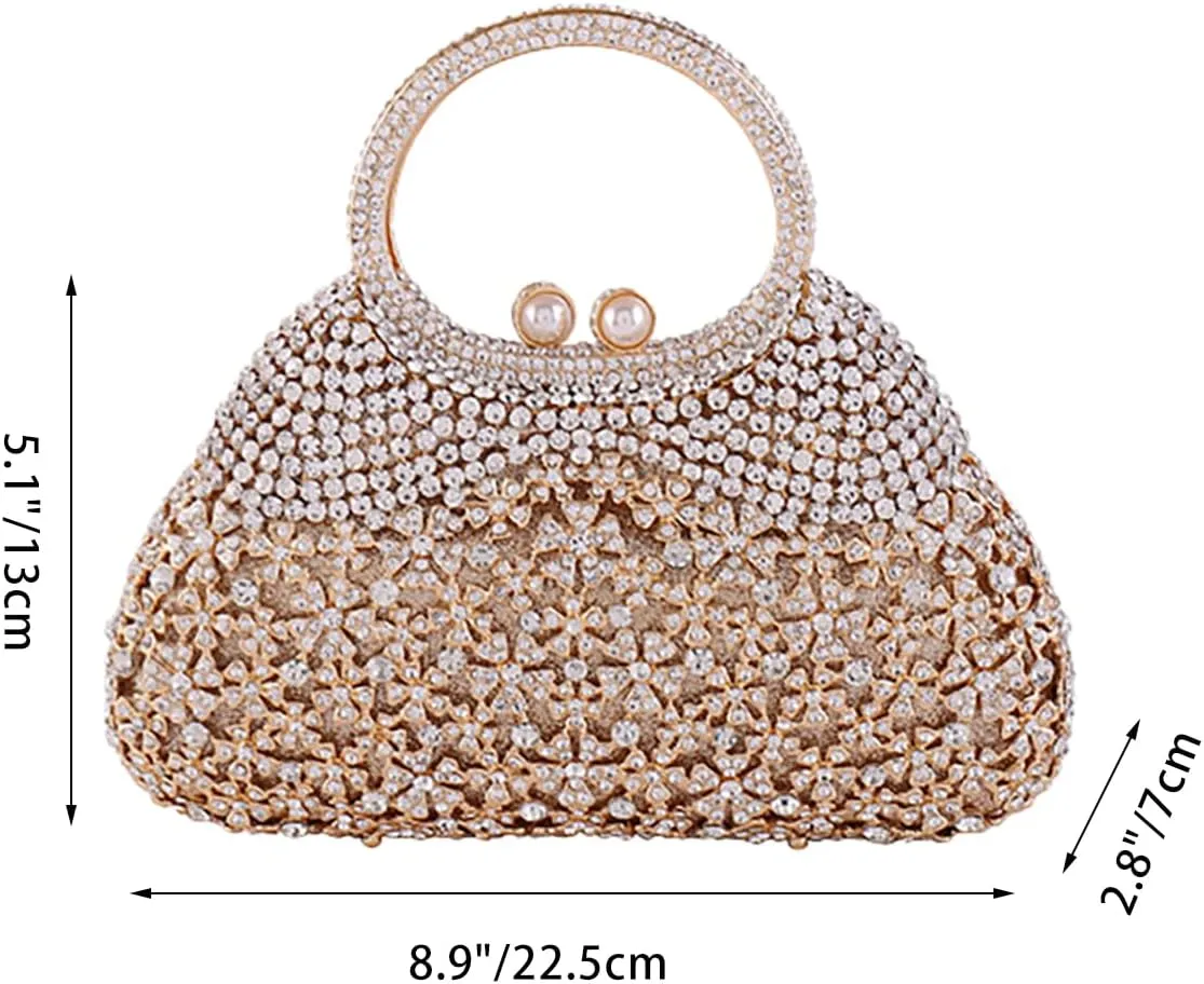 Ladies Elegant Formal Evening Bag Sparkly Clutch Glittering Rhinestone Crystal Handbag and Purse for Wedding Party