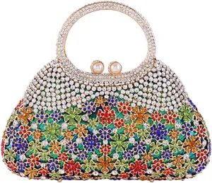 Ladies Elegant Formal Evening Bag Sparkly Clutch Glittering Rhinestone Crystal Handbag and Purse for Wedding Party