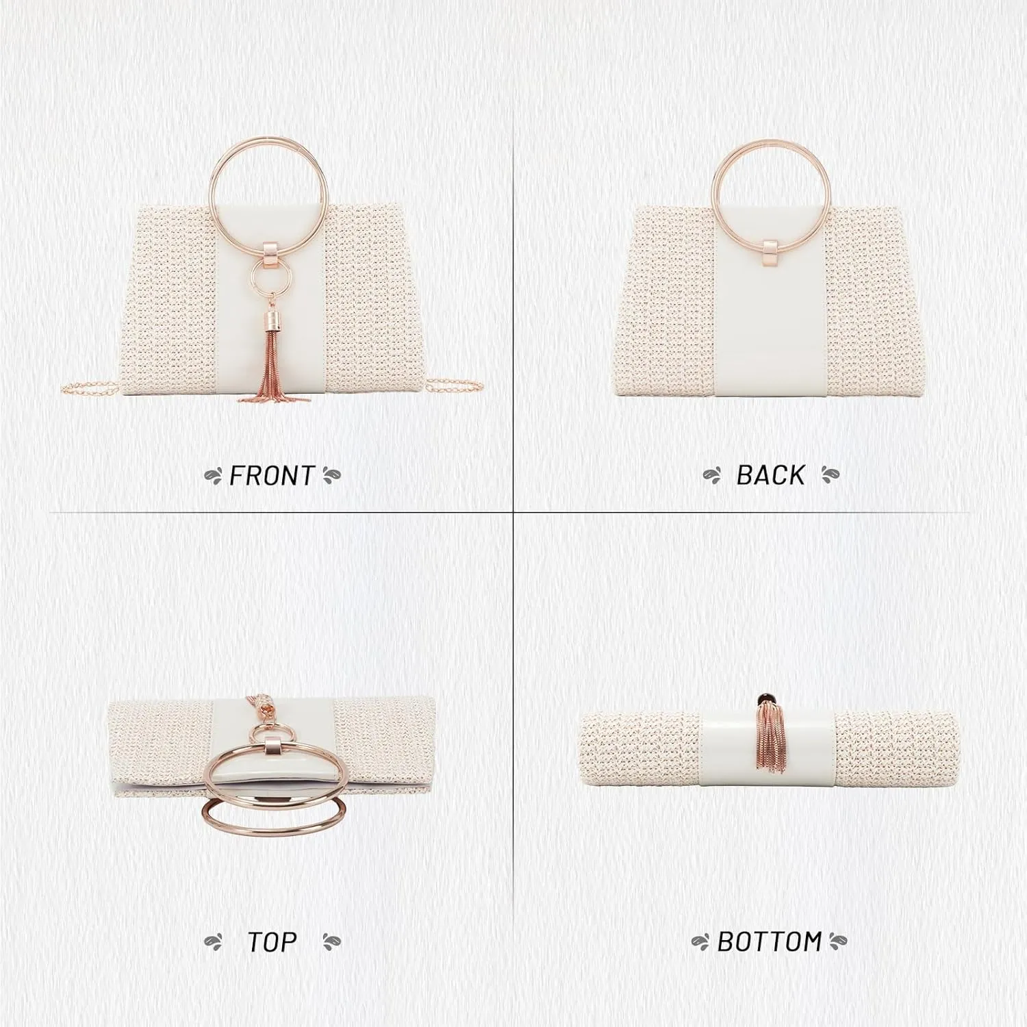 Lanpet Women Evening Handbags, Straw Clutch Purses,Summer Beach Bags Tote Tassels Straw Clutch