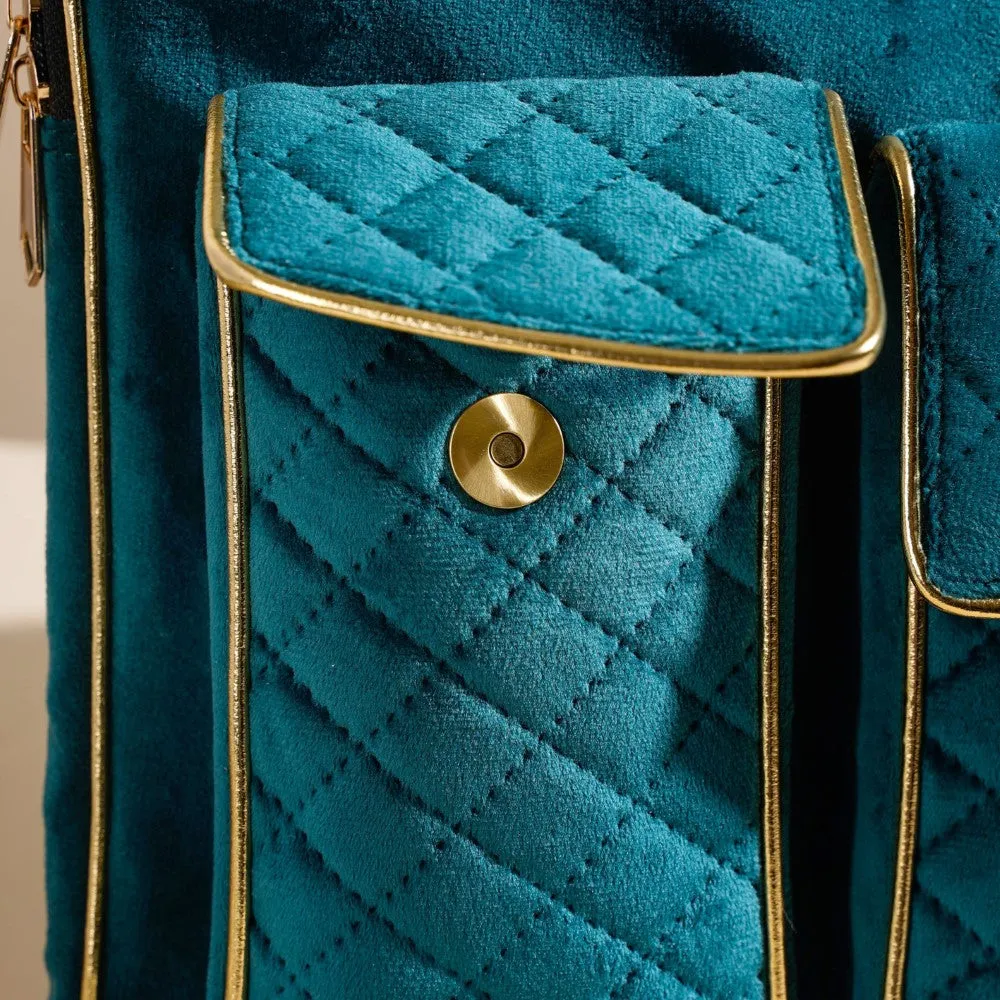 Laptop Bag Luxe Velvet Sleek Dark Green 14 x 10.5 Inch