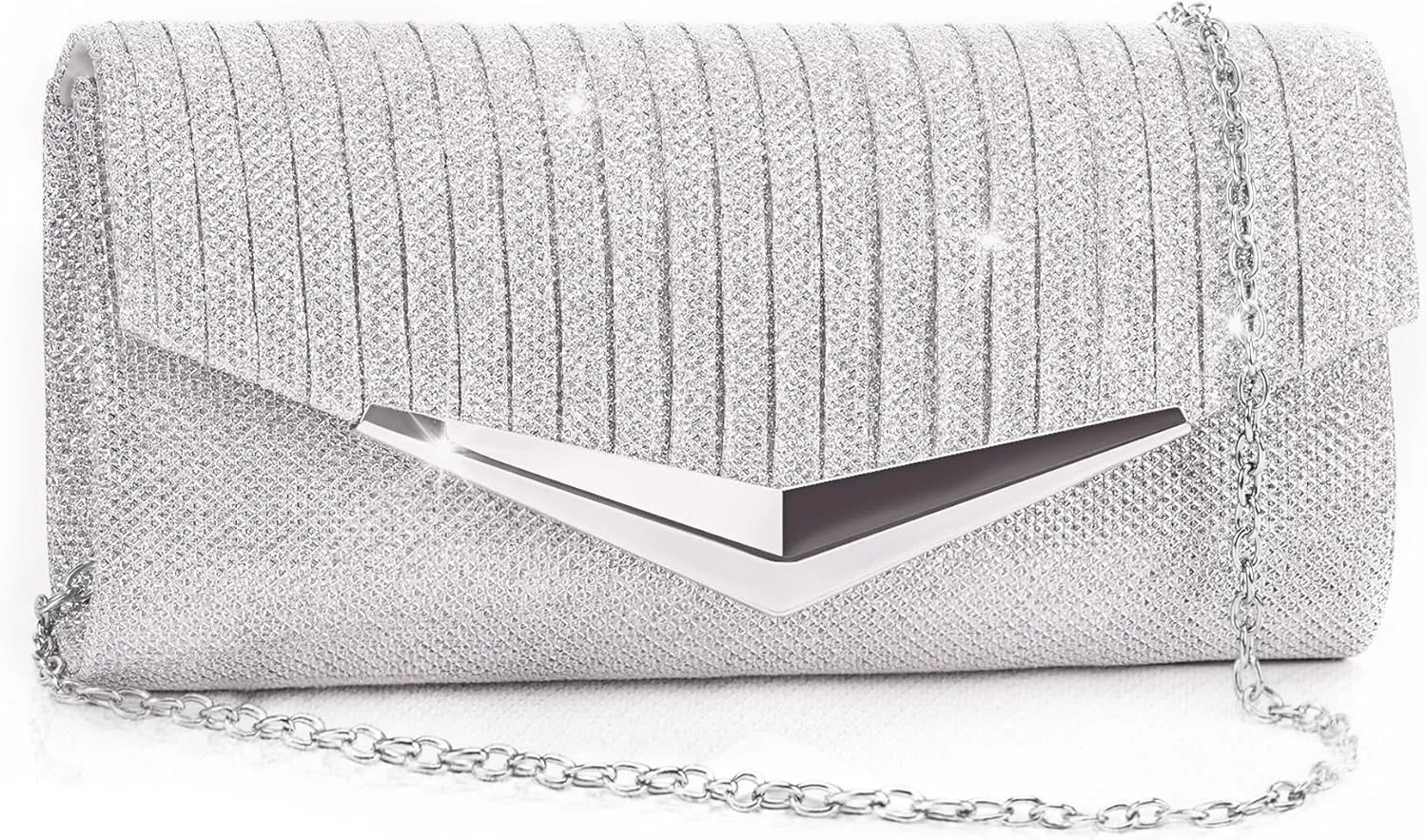 Larcenciel Clutch Purses for Women, Shiny Pleated Sequin Envelope Evening Bags for Mother's Day Gifts Party Prom