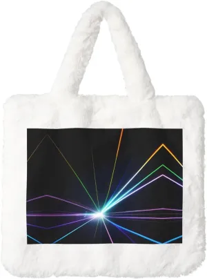 Laser Light Printing Fluffy Shoulder Bag Ladies Plush Underarm Bag Tote Bag Furry Purse Handbag For Work Travel