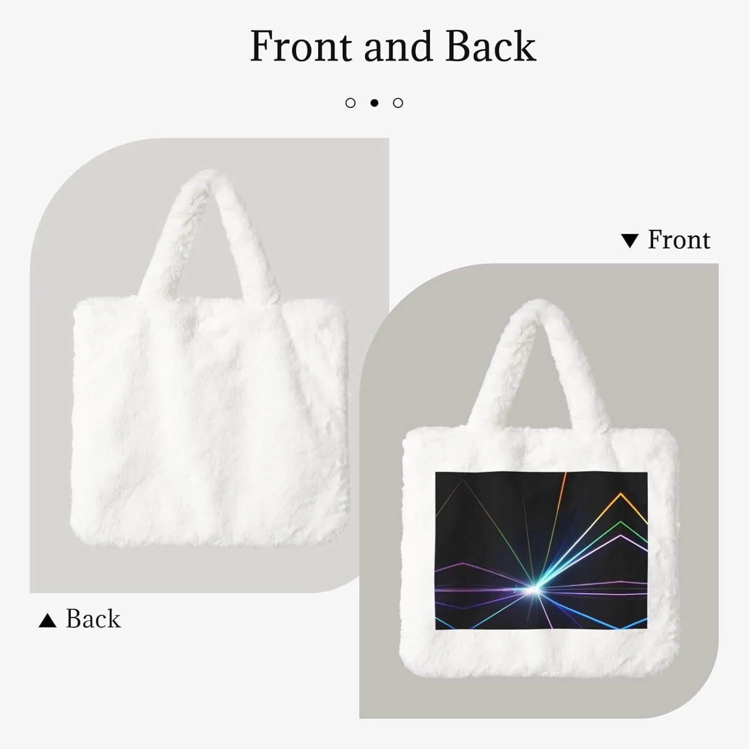 Laser Light Printing Fluffy Shoulder Bag Ladies Plush Underarm Bag Tote Bag Furry Purse Handbag For Work Travel
