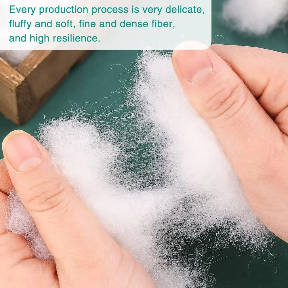 LOKUNN 24.7oz Polyester Fiber Fill, Stuffing Pillow Filling Stuffing Cushion Filling, Batting High Resilience Fill Fiber, Stuffing for Stuffed Animals/DIY Crafts (White)