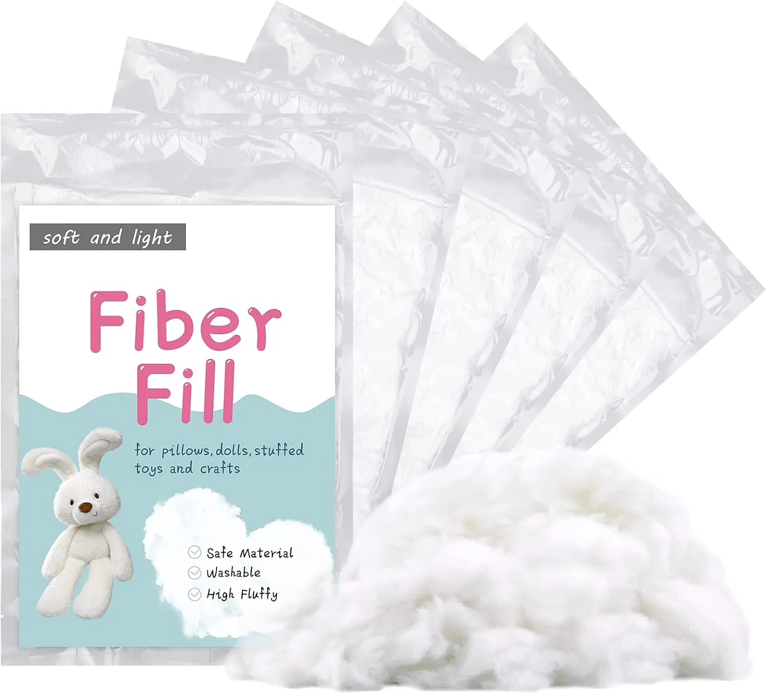 LOKUNN 24.7oz Polyester Fiber Fill, Stuffing Pillow Filling Stuffing Cushion Filling, Batting High Resilience Fill Fiber, Stuffing for Stuffed Animals/DIY Crafts (White)