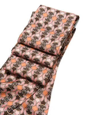 Long Pink Priority access Scarf Handpicked deal Fendi Silk Twilly F Brown Logo