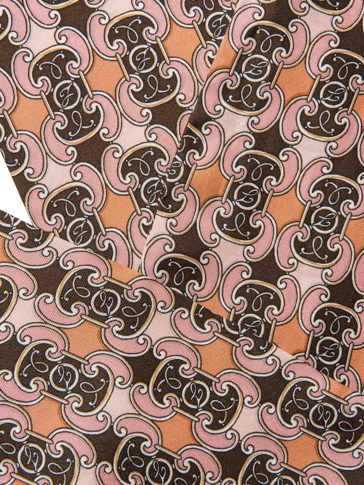Long Pink Priority access Scarf Handpicked deal Fendi Silk Twilly F Brown Logo