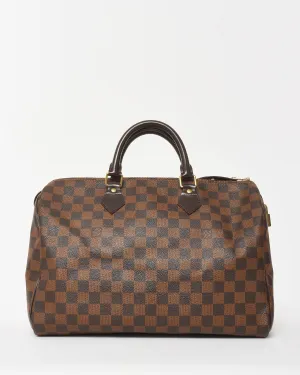Louis Vuitton Damier Ebene Coated Canvas Speedy 35 Bag