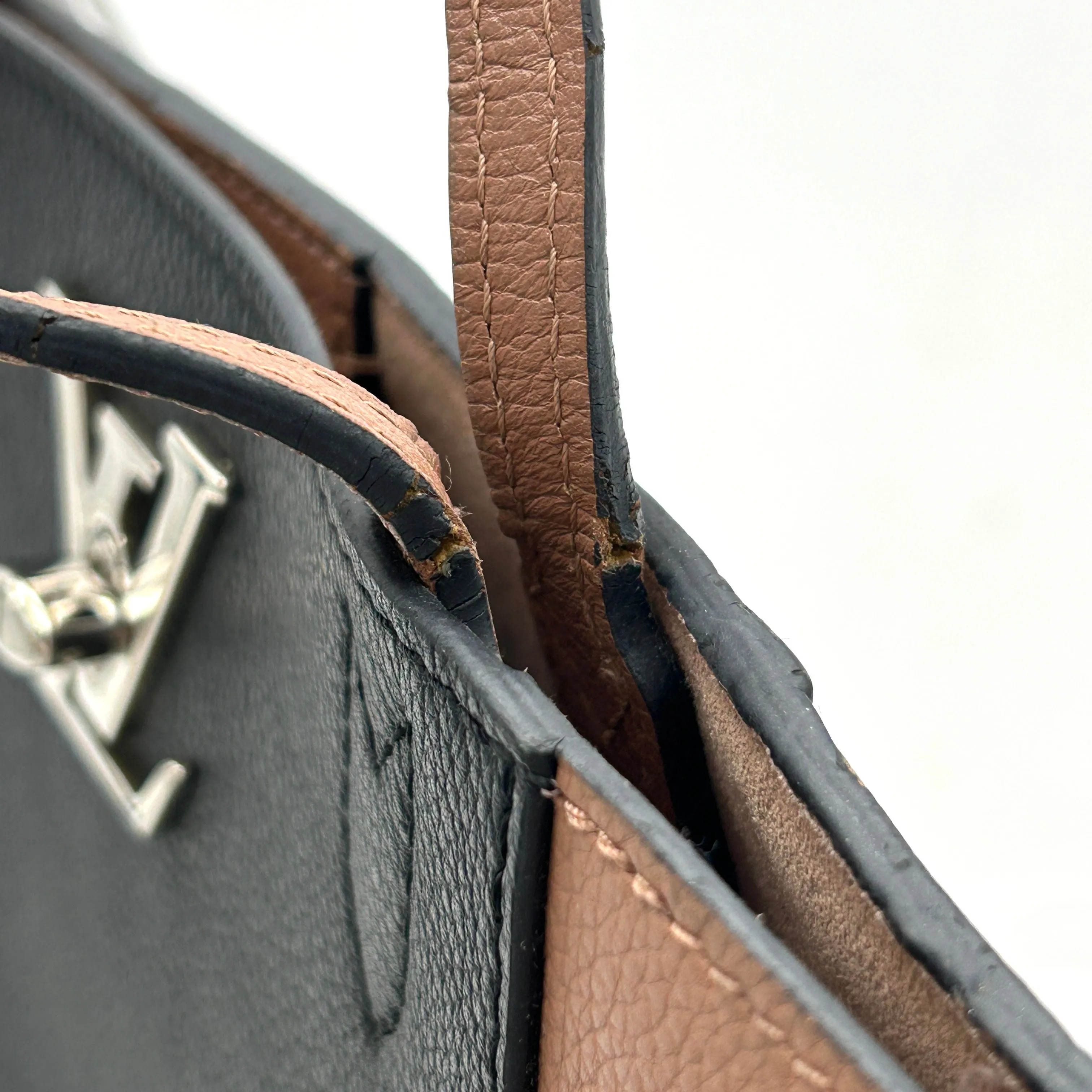 Louis Vuitton Rose/Black Leather Lockme Cabas Tote Bag  LA38516