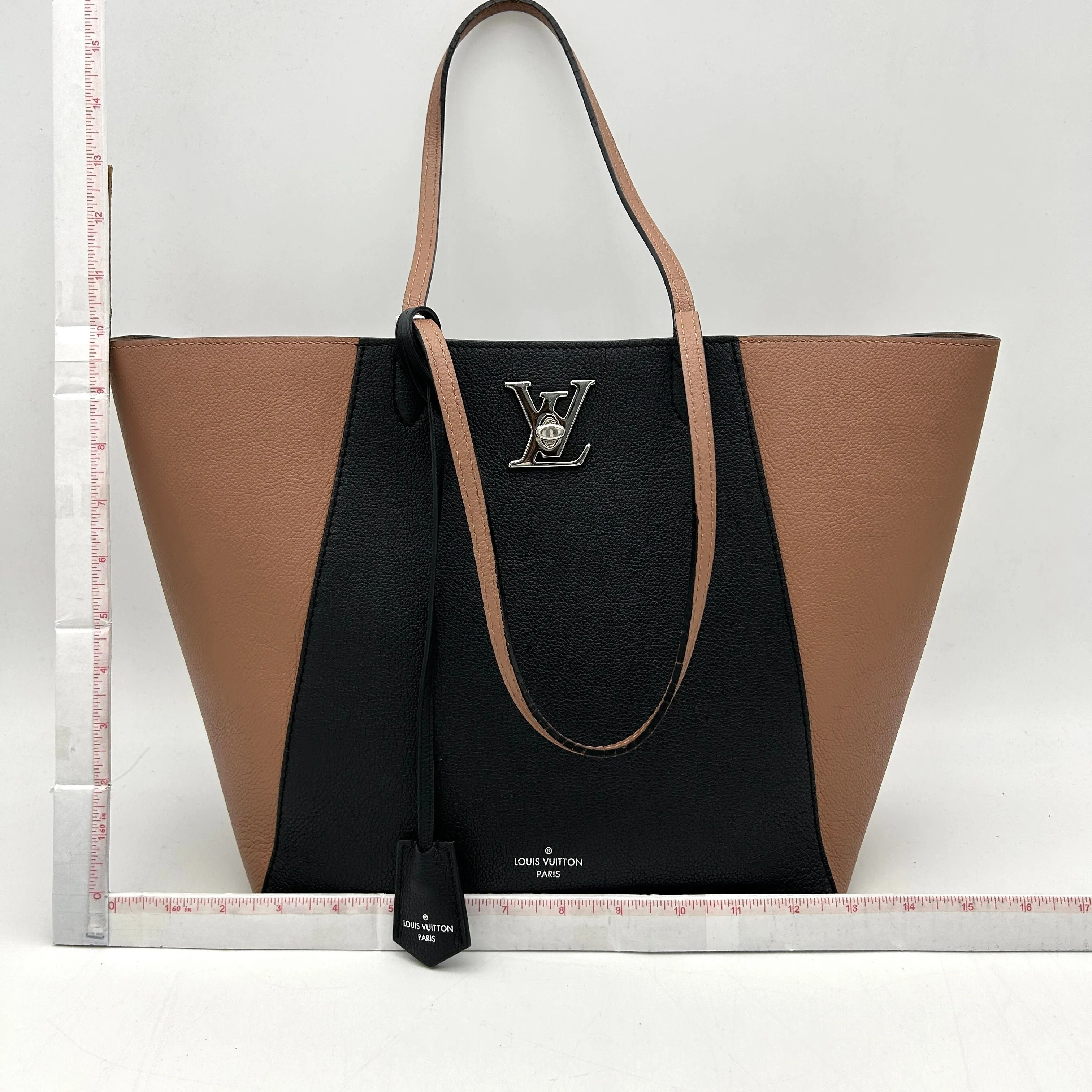 Louis Vuitton Rose/Black Leather Lockme Cabas Tote Bag  LA38516