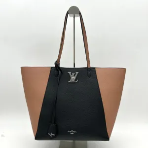 Louis Vuitton Rose/Black Leather Lockme Cabas Tote Bag  LA38516