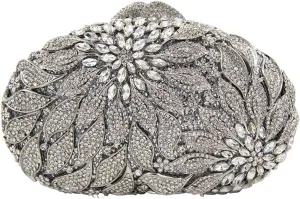 Luxury Flower Evening Clutch Bags Dazzling Rhinestone Clutch Purse for Women Crystal Wedding Party Handbags