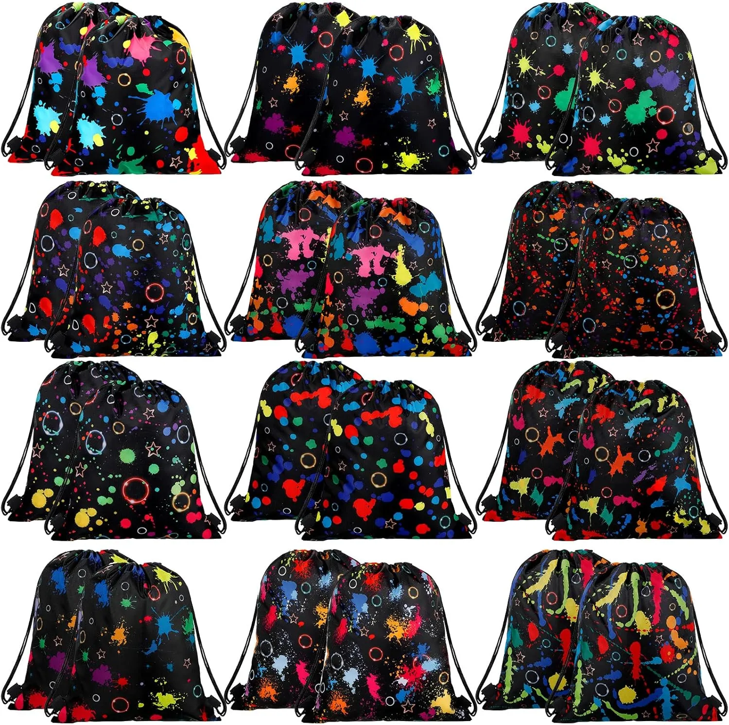 Marsui 24 Pcs Glowing Party Favor Drawstring Bags Gift Goodie Candy Favors Bags for Birthday Party Supplies