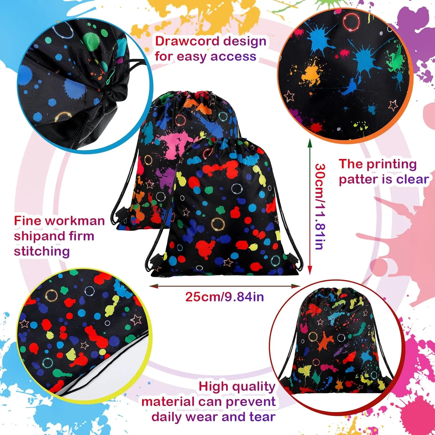 Marsui 24 Pcs Glowing Party Favor Drawstring Bags Gift Goodie Candy Favors Bags for Birthday Party Supplies