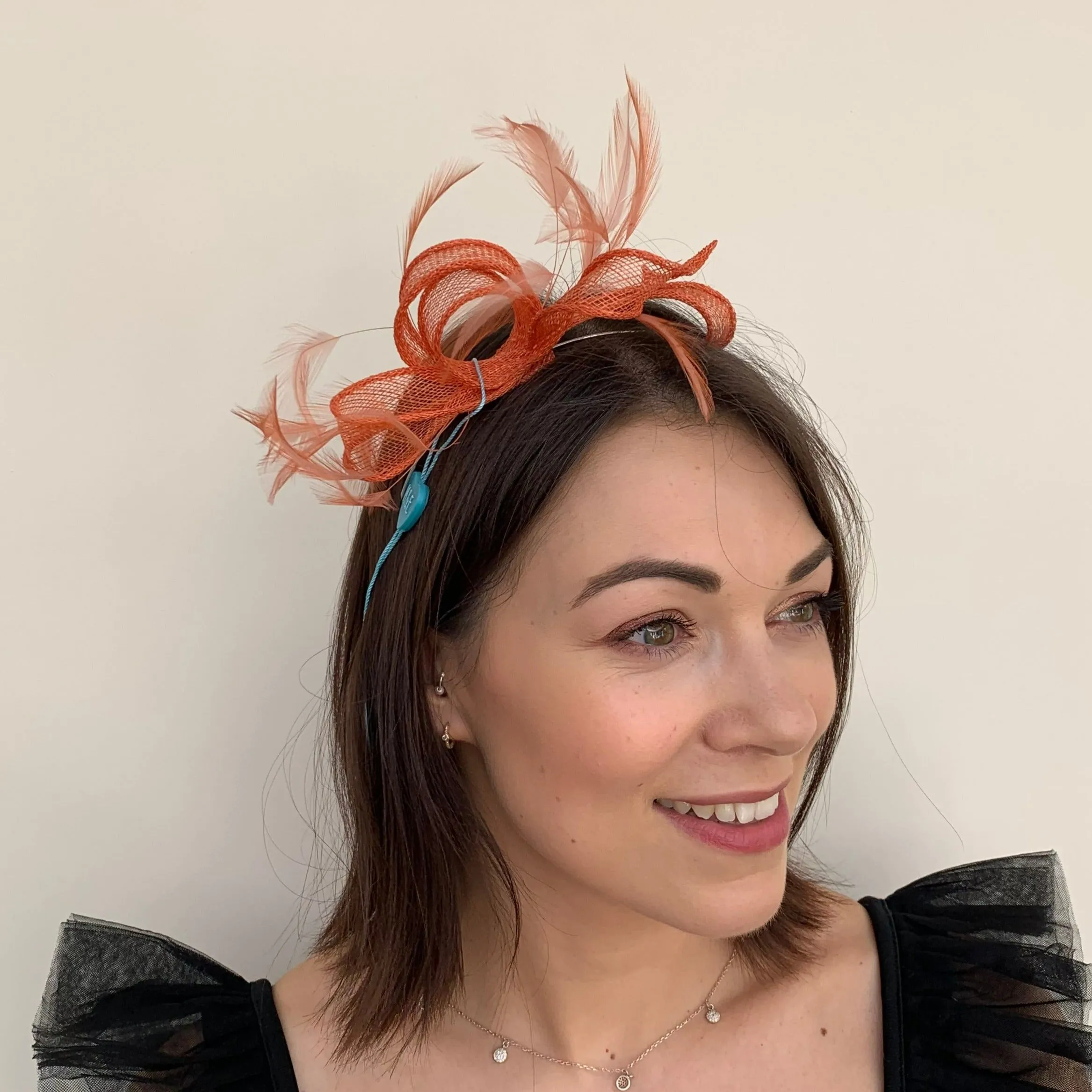 Max and Ellie AF5 Small Fascinator on Headband in Oranges